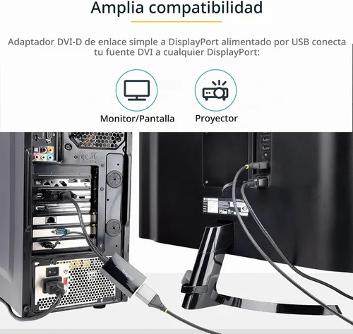 Vista 3 de StarTech DVI-D a DisplayPort - Adaptador y convertidor, 1920x1200, USB
