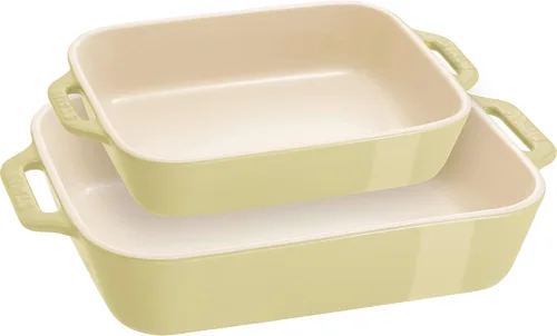 Vista 2 de Staub Juego de 2 fuentes rectangulares de cerámica para hornear Macaron Pastel