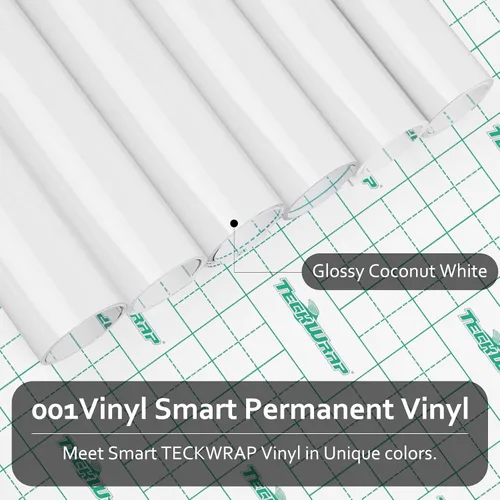 Vista 2 de TECKWRAP 001 Vinilo adhesivo inteligente permanente, 13 pulgadas x 5 pies, vinilo para proyectos de calcomanías de bricolaje, compatible con Blanco