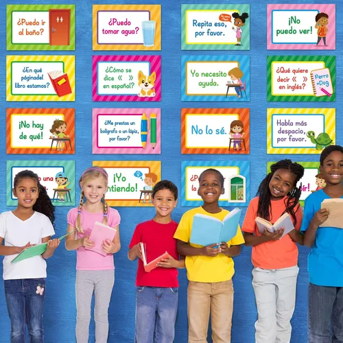 Vista 7 de Juego de 16 pósteres en español con frases en español, decoraciones para el aula, póster de aprendizaje con temática española, materiales de estudio