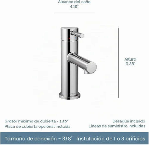 Vista 2 de Moen Align Grifo de Baño Moderno de Una Manija Oro Cepillado con Conjunto de Drenaje y Placa de Cubierta Opcional, Grifo de Lavabo de Baño de Un
