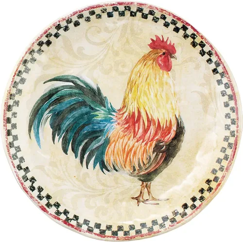Vista 3 de UP ware Country Rooster - Platos redondos de postre de melamina, platos pequeños para servir, para aperitivos, aperitivos y guarniciones
