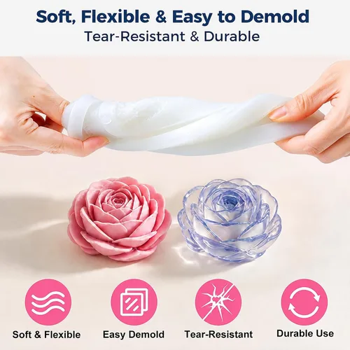 Vista 6 de JDiction Silicone Mold Making Kit 36OZ, 4H Fast Cure Soft Silicone Rubber