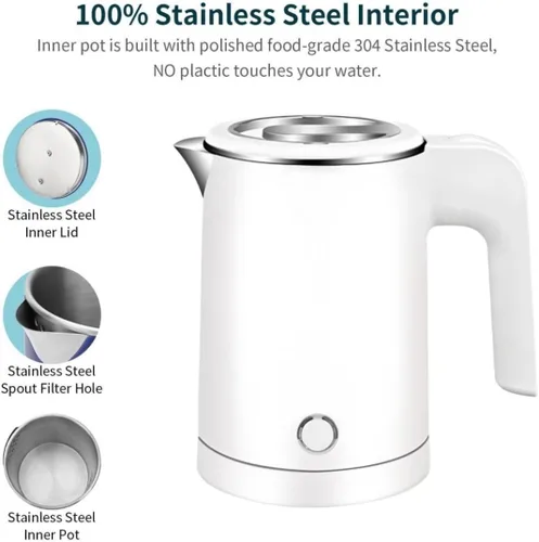Vista 4 de Hervidores Eléctricos Pequeños de Acero Inoxidable para Hervir Agua, 0.6L Hervidor Mini de Viaje Calentador de Agua Caliente, Hervidor Portátil