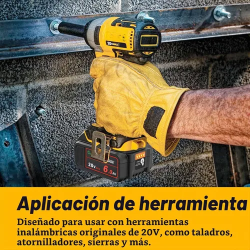 Vista 7 de waitley Batería de repuesto de 20 V 6.0 A compatible con herramientas eléctricas inalámbricas Dewalt DCB200 DCD DCF DCG Series