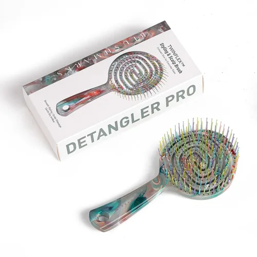 Vista 7 de Cepillo desenredante para cabello húmedo para cabello fino o liso, cepillo desenredante ventilado con cerdas de nailon ultra suaves de doble capa