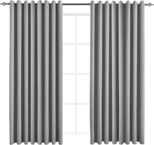 Vista 57 de Cortinas opacas para dormitorio, con aislamiento térmico y bloqueo de luz, para oscurecer la habitación, cortinas con ojales sólidos para ventana