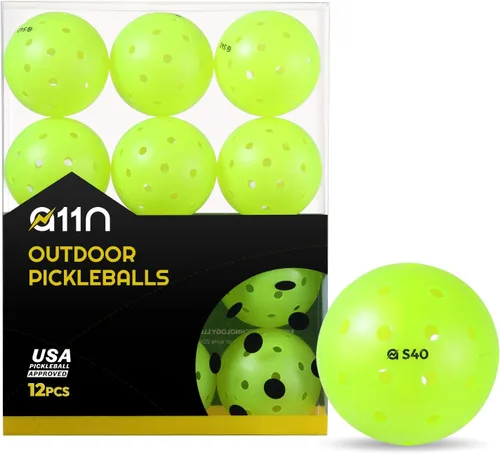 Vista 10 de A11N S40 - Pelotas de pickleball para exteriores, aprobadas por Pickleball de Estados Unidos para jugar en torneos, paquete de 3/6/12/50, verde