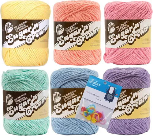 Vista 12 de Lily Sugar'n Cream - Paquete de 6 hilos de 100 % algodón con marcadores de puntada Bella's Crafts (mezcla azul)