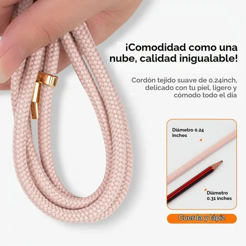 Vista 3 de 2 Almohadillas Cordón para Teléfono Ajustable Crossbody Correa para Cuello de Teléfono Celular Universal Cordón de Muñeca para Teléfono Móvil + 2pcs
