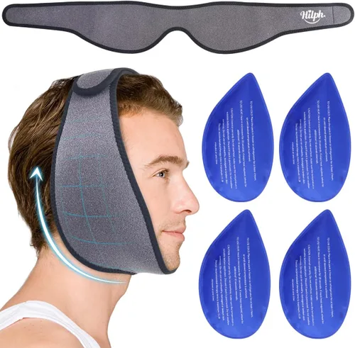 Vista 11 de Hilph Paquete de hielo facial Wisdom Teech, envoltura para la cabeza para cirugía oral facial, alivio del dolor para ATM, envoltura de hielo