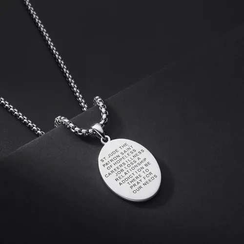 Vista 3 de Collar de plata de ley 925amuleto con medalla de San Valentín, regalos de Navidad para hombres y mujeres