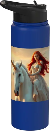 Vista 14 de Magical Unicorn & Enchanting Rider Graphic Collection Stainless Steel Insulated Water Bottle Black