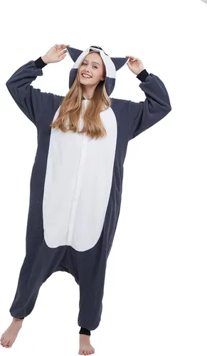Vista 15 de SimZoo Pijama de animal para adultos, disfraz de una sola pieza para Bate