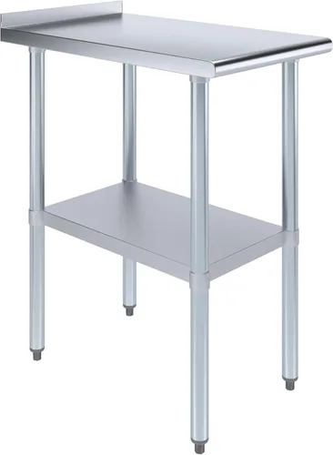 Vista 10 de AmGood Mesa de trabajo de acero inoxidable de 24 pulgadas x 12 pulgadas con protector contra salpicaduras de 1.5 pulgadas Mesa de preparación