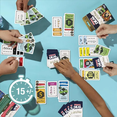 Vista 5 de Monopoly Deal: Juego de cartas de Harry Potter Juegos familiares para niños y adultos A partir de 8 años 2 a 5 jugadores 15 minutos
