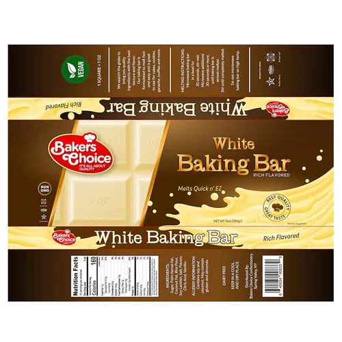 Vista 3 de Baker's Choice Barra de chocolate blanco para hornear, barra de chocolate fácil de derretir para microondas, revestimiento de corteza de almendras