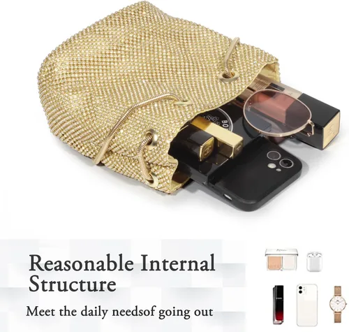 Vista 4 de AOYUNHUI Hand Bags Purses for Women Rhinestone Hobo Bag for Women Clutch Purses for Women for Wedding Reception Prom Reunion