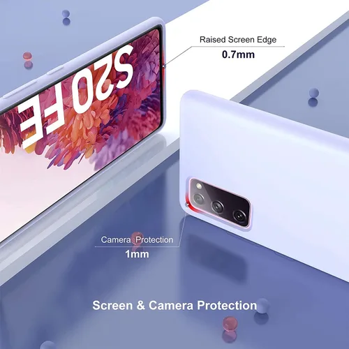 Vista 5 de ULAK Funda de silicona líquida para Galaxy S20 FE, 3 capas a prueba de golpes híbrida protección contra caídas funda protectora de goma compatible