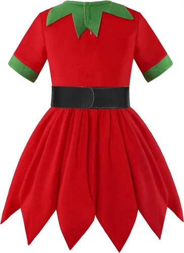 Vista 3 de Gomukot Direct Disfraz de elfo para niñas, vestido de elfo con luz LED, trajes de fiesta de Navidad