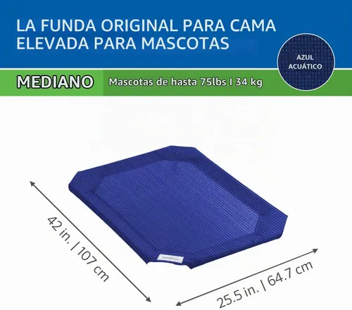 Vista 3 de Coolaroo The Original - Funda de repuesto para cama elevada para mascotas, tamaño mediano, azul acuático