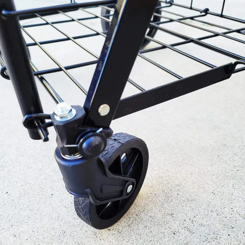 Vista 3 de Carrito de compras plegable Jumbo de alta resistencia, con cesta doble y ruedas giratorias de 360°
