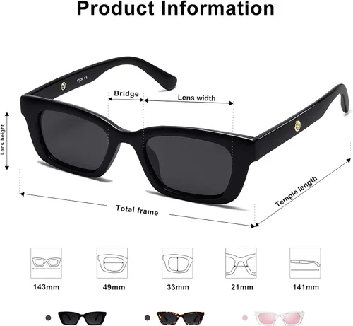 Vista 4 de SOJOS SJ2134 - Gafas de sol rectangulares para hombres y mujeres