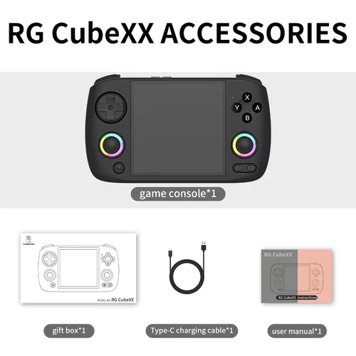 Vista 8 de RG CubeXX Retro Handheld Game Console 3.95 inch IPS Screen Built-in 64G TF Card Pre-Installed 5035 Games Linux System RGCube XX Portable Game