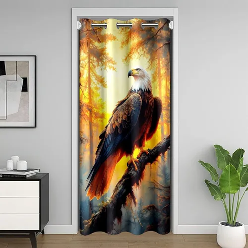 Vista 24 de Manfei Bonita cortina de puerta de gato negro Kawaii para puerta de armario, cortinas opacas con temática de animales estrellados, cortina opaca