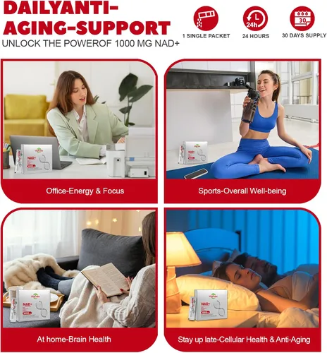 Vista 8 de Suplemento líquido NAD+ de 1000 mg con resveratrol orgánico, ribósido de nicotinamida y PQQ, CoQ10, ALA, Boost Energy Focus, reparación del ADN