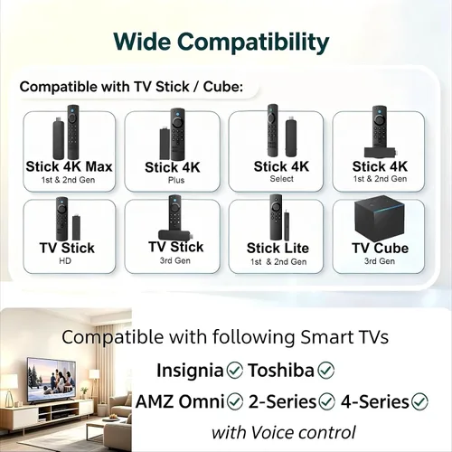Vista 2 de Control remoto de TV de repuesto para Fire Stick, Firestick, Amazon Fire Smart TV para Fire Stick 4K Max, HD, 4K, Select, Plus, Cube. Control por