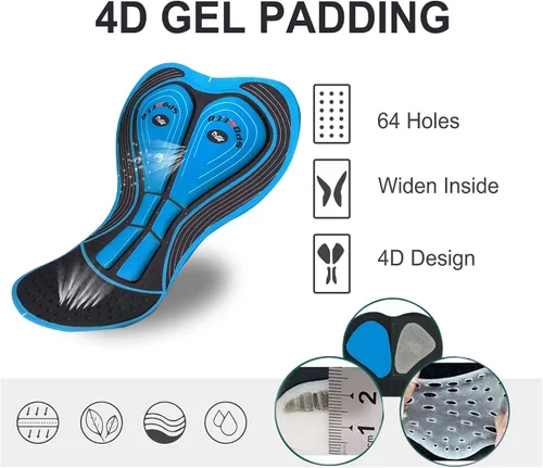 Vista 5 de sponeed - Mallas de ciclismo para hombre, acolchadas, 4D, para ciclismo de carretera