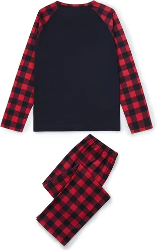 Vista 3 de OAKFashion Conjunto familiar de Navidad a juego con camiseta de manga larga de Papá Noel con estampado de dibujos animados + pantalón casual