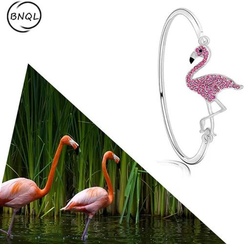 Vista 6 de BNQL Pulsera de flamenco con texto en inglés Be a Flamingo in a Flock of Pigeons