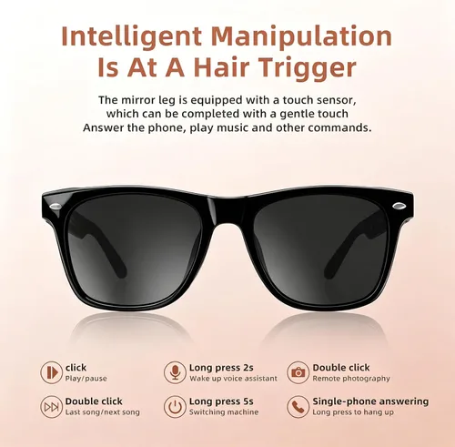 Vista 8 de Lentes inteligentes para hombres y mujeres, gafas de sol Bluetooth con altavoces polarizados UV400, gafas de audio de oreja abierta para ciclismo