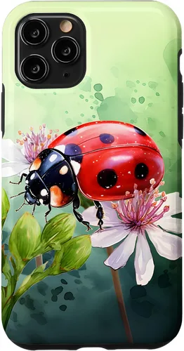Vista 27 de Funda para iPhone 16 con diseño de mariquita en flores, color verde