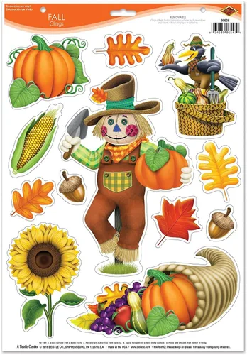 Vista 3 de Paquete de adhesivos de otoño, decoración de accesorios para fiestas de ventanas y espejos