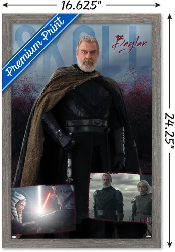 Vista 3 de Trends International Star Wars: Ahsoka - Póster de pared Baylan Skoll, 14.72 x 22.37 pulgadas, versión enmarcada de madera de granero