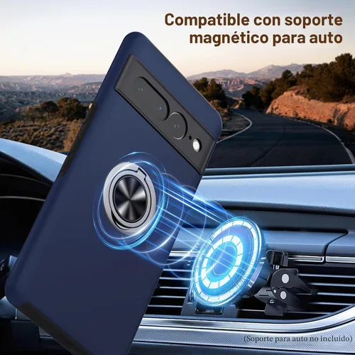 Vista 5 de JAME Funda delgada para Google Pixel 7 Pro, soporte de anillo a prueba de Azul