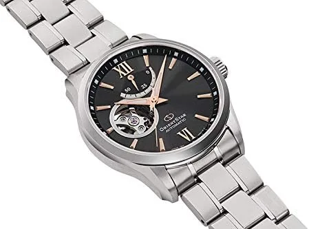 Vista 2 de Orient Star RK-AT0009N - Reloj de pulsera para hombre con correa de metal contemporánea semiesqueleto enviado desde Japón