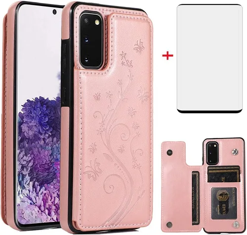 Vista 10 de Funda de teléfono para Samsung Galaxy S20 Glaxay S 20 5G de 6.2 pulgadas con protector de pantalla de vidrio templado y tarjetero con soporte
