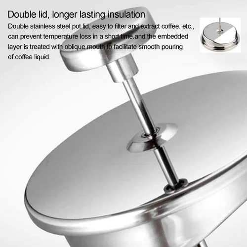 Vista 6 de French Press - Cafetera de doble pared de acero inoxidable de grado 304 para café expreso y tetera, sin óxido, apta para lavavajillas, 34 onzas