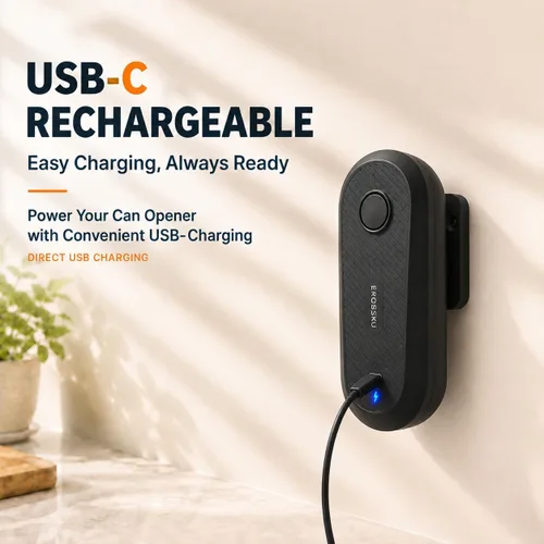 Vista 6 de Abrelatas eléctrico auto, abrelatas recargable, montaje en pared Negro