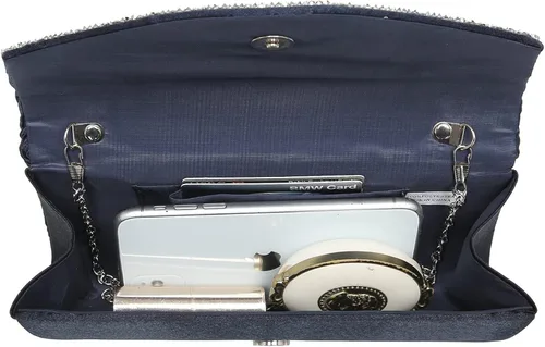 Vista 5 de Dasein Bolsos de noche de satén para mujer, bolsos de mano, bolsos de boda, bolsos formales, para fiesta, graduación, con diamantes de imitación