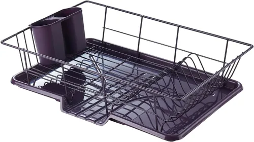 Vista 20 de Sweet Home Collection - Juego de escurridor de platos de 3 piezas que ahorra espacio: Organizador de cocina eficiente para secado rápido y Beige