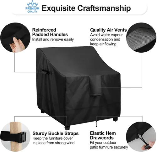 Vista 5 de OutdoorLines Funda Impermeable para Silla de Muebles de Exterior - Fundas para Sillas de Patio y Césped Resistentes a los Rayos UV para Muebles