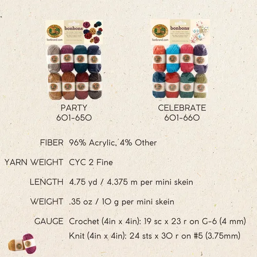 Vista 8 de Lion Brand Yarn Paquete de hilo BonBons Brights