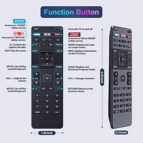 Vista 7 de XRT122 - Control remoto de repuesto compatible con Vizio Smart TV D55U-D1 D58U-D3 D60-D3 E32-C1 E32H-C1 E40-C2 E40X-C2 E43-C2 E48-C2 E50-C1 E65-C1