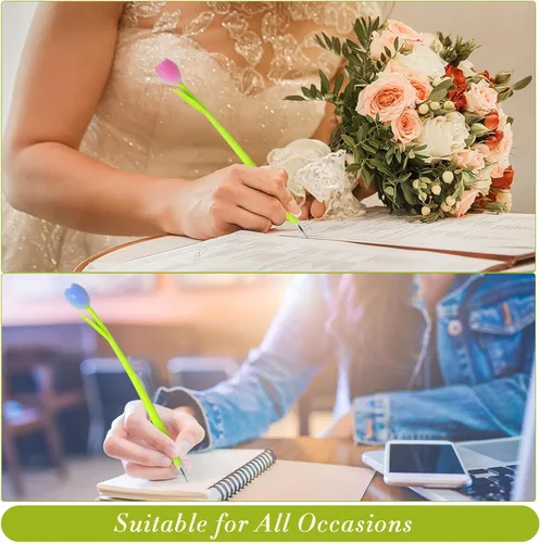 Vista 5 de Teling 100 bolígrafos de flores que cambian de color, bolígrafos coloridos a granel, tinta de gel creativa para oficina, regalos de niñas, regalos