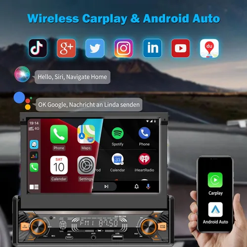 Vista 3 de Radio de coche con pantalla táctil inalámbrica CarPlay